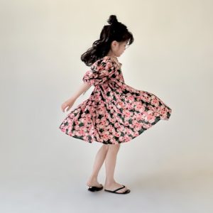 2023 Korean Girls Printed Dress Summer