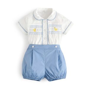 Baby Boy Smocked Clothes Set Children Spanish Boutique Clothing