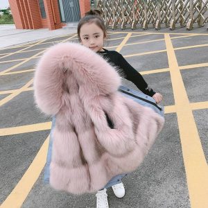 Kids Fake Fox Fur Coats Children Jacket