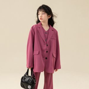 Girls Suit New Blazer Vest Trousers Three-piece Set