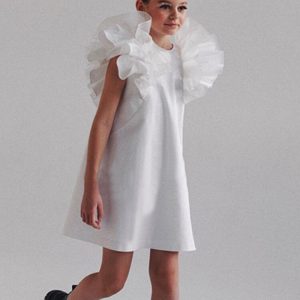 New 2023 Summer White Ruffles Sleeveless Holiday Dress