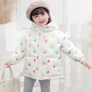 Winter girls cotton coat thick warm hooded down jacket
