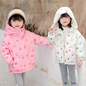 Winter girls cotton coat thick warm hooded down jacket