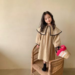 2022 Korean girls dress fashion full sleeve spring summer girls dresses kids clothes 2-8 years