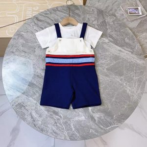 Baby Bodysuit Solid T-shirt Newborn Boys Bodysuit Set Short Sleeve Summer Toddler Clothing Fashion Strap Casual Set