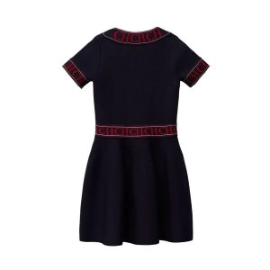 Fashion Style Kids Clothes 2023 Summer New Letter Knitted Cotton Dress For Girls Elegant Formal Prom Dress Top Quality