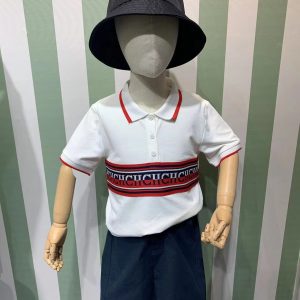 Light luxury children’s clothing 2023 summer explosive new product boys’ simple letter print lapel top with casual shorts