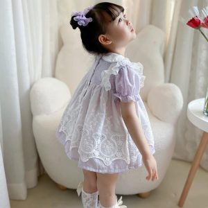 Summer New Spanish Lolita Princess Ball Gown Lace Print Design Birthday Party Sweet Cute Dresses For Girls Easter Eid A2285
